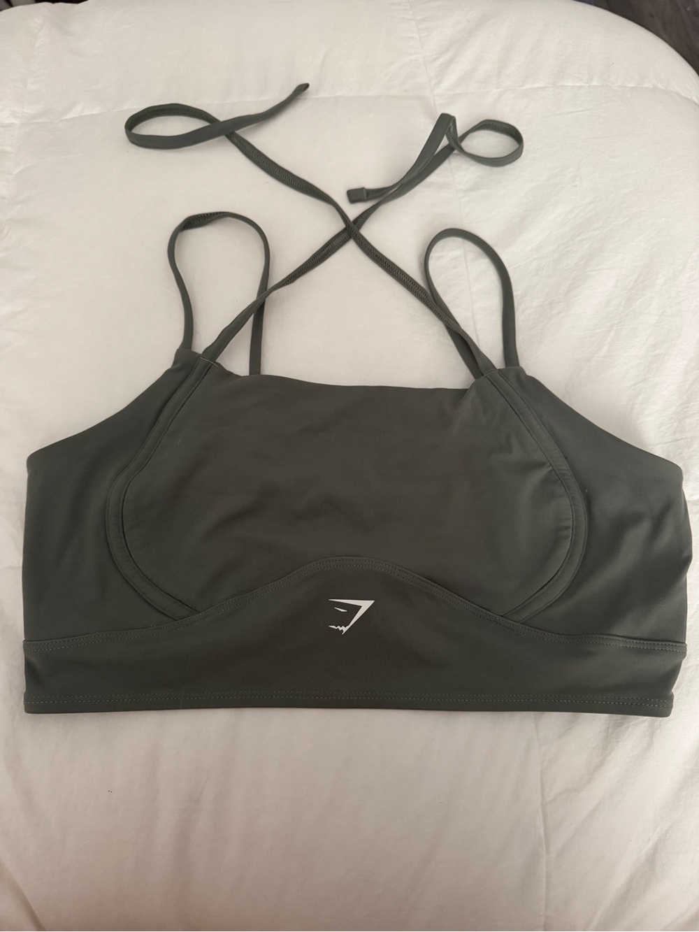 Gymshark Dark Green Halterneck Crop Cami Tank